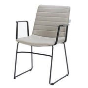 Zylar Leather/Polyester Guest Arm Chair with Powder-Coated Stainless Steel Base Tan Leather Office Chair Leisuremod