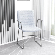 Zylar Leather/Polyester Guest Arm Chair with Powder-Coated Stainless Steel Base Grey Polyester Office Chair Leisuremod