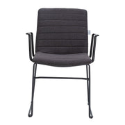 Zylar Leather/Polyester Guest Arm Chair with Powder-Coated Stainless Steel Base Brown Polyester Office Chair Leisuremod