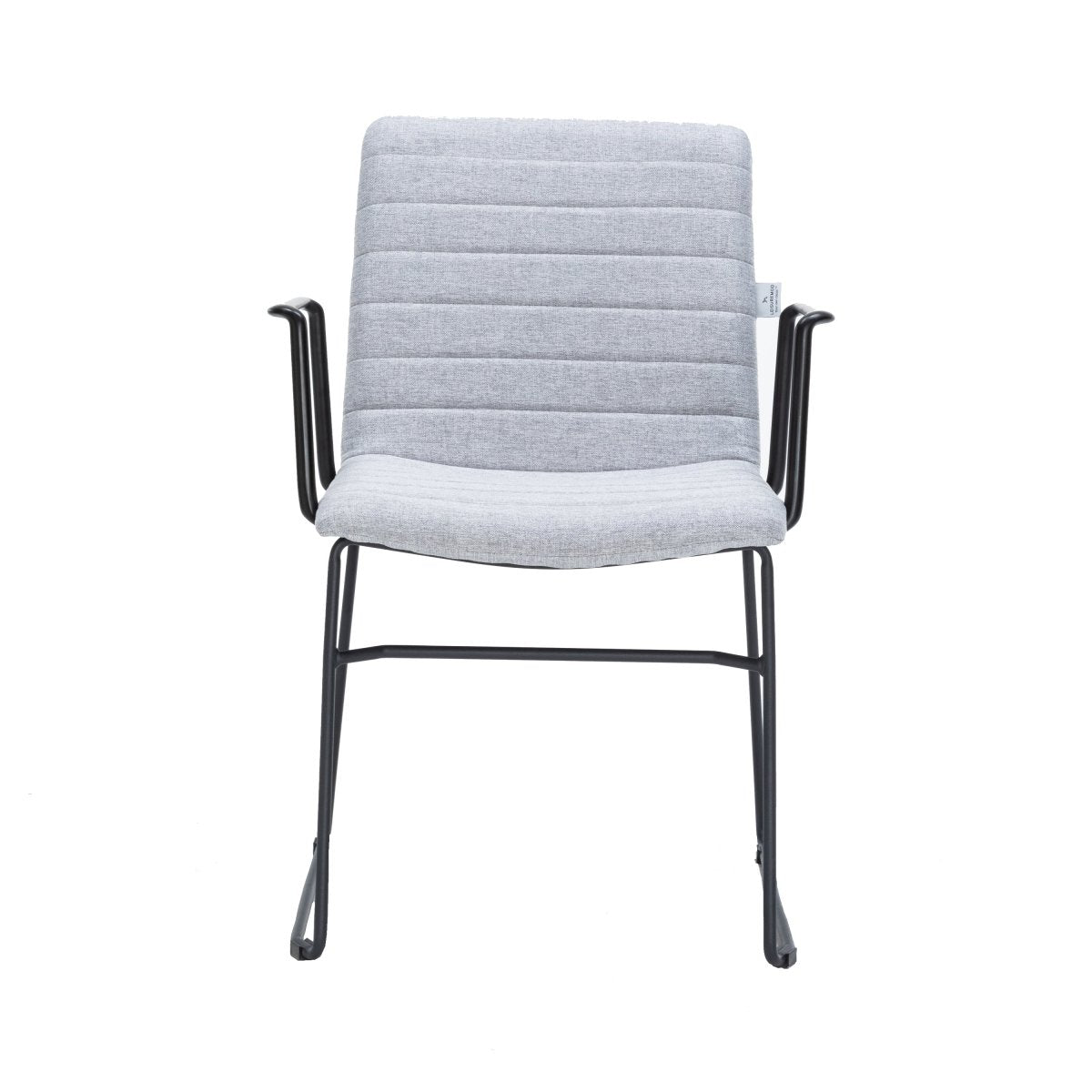 Zylar Leather/Polyester Guest Arm Chair with Powder-Coated Stainless Steel Base Grey Polyester Office Chair Leisuremod