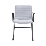 Zylar Leather/Polyester Guest Arm Chair with Powder-Coated Stainless Steel Base Grey Polyester Office Chair Leisuremod