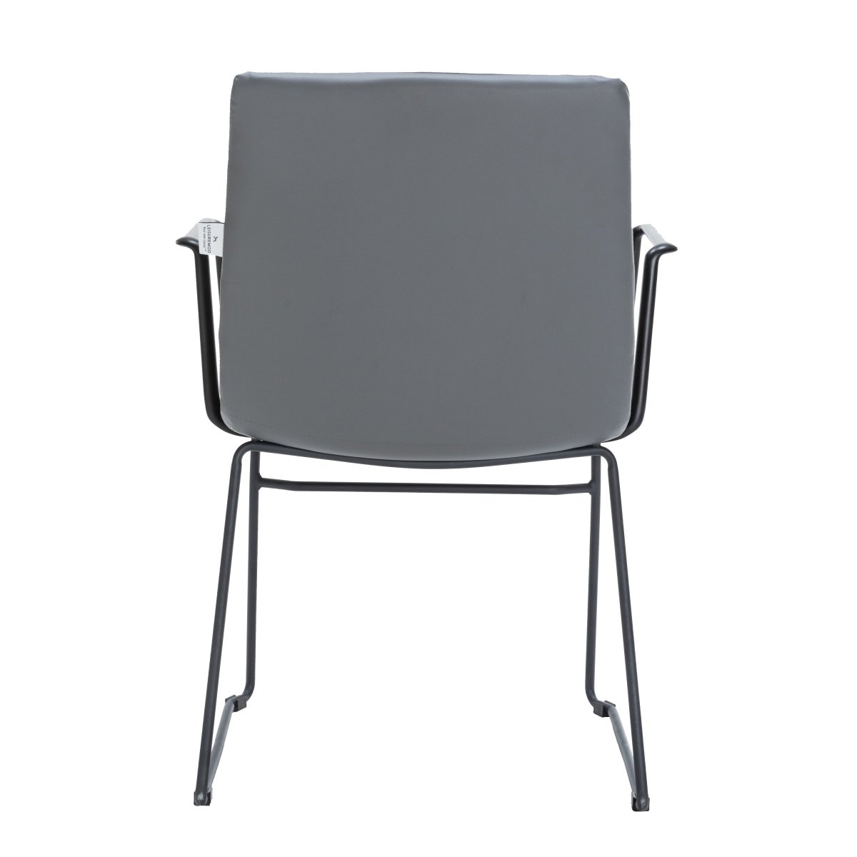 Zylar Leather/Polyester Guest Arm Chair with Powder-Coated Stainless Steel Base Grey Leather Office Chair Leisuremod