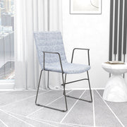 Zylar Leather/Polyester Guest Arm Chair with Powder-Coated Stainless Steel Base Grey Polyester Office Chair Leisuremod