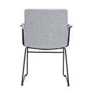 Zylar Leather/Polyester Guest Arm Chair with Powder-Coated Stainless Steel Base Grey Polyester Office Chair Leisuremod