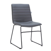 Zylar Leather/Polyester Office Guest Chair with Powder-Coated Stainless Steel Base Grey Leather Office Chair Leisuremod