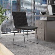 Zylar Leather/Polyester Office Guest Chair with Powder-Coated Stainless Steel Base Charcoal Office Chair Leisuremod