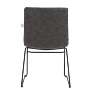 Zylar Leather/Polyester Office Guest Chair with Powder-Coated Stainless Steel Base Charcoal Office Chair Leisuremod