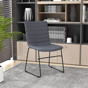 Zylar Leather/Polyester Office Guest Chair with Powder-Coated Stainless Steel Base Grey Leather Office Chair Leisuremod
