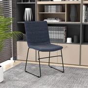 Zylar Leather/Polyester Office Guest Chair with Powder-Coated Stainless Steel Base Dark Blue Office Chair Leisuremod