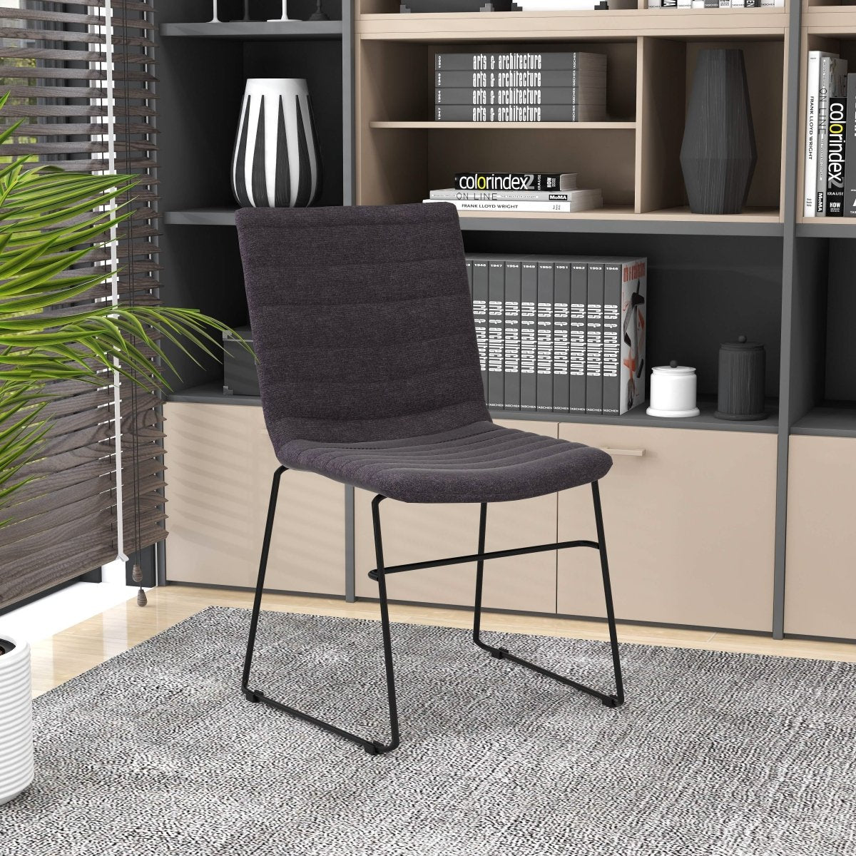 Zylar Leather/Polyester Office Guest Chair with Powder-Coated Stainless Steel Base Brown Office Chair Leisuremod