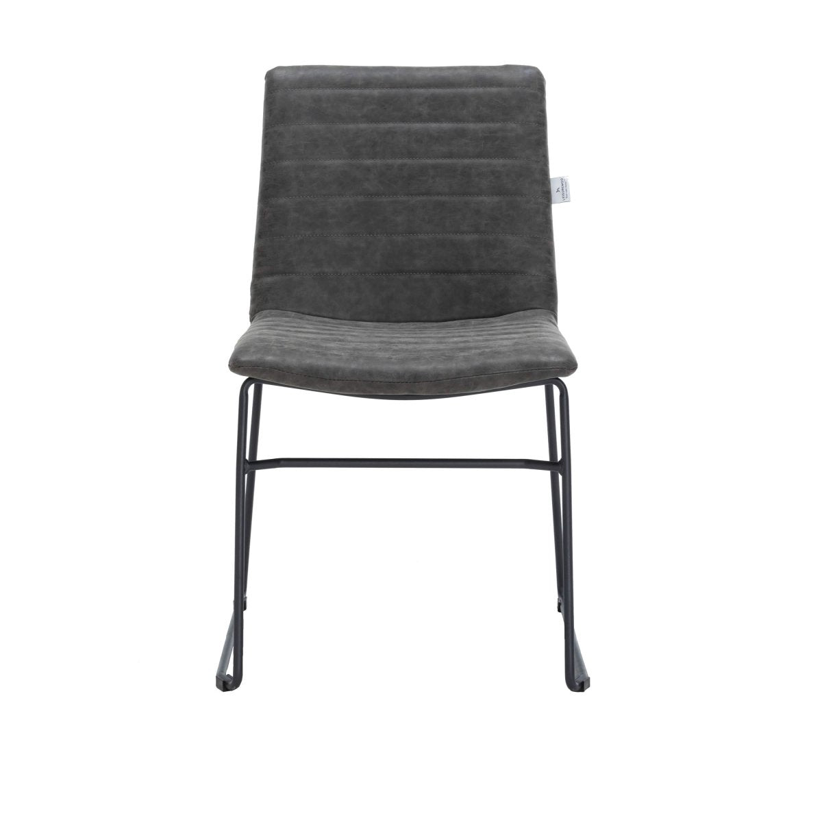 Zylar Leather/Polyester Office Guest Chair with Powder-Coated Stainless Steel Base Charcoal Office Chair Leisuremod