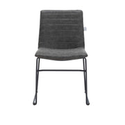 Zylar Leather/Polyester Office Guest Chair with Powder-Coated Stainless Steel Base Charcoal Office Chair Leisuremod