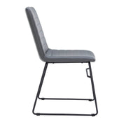 Zylar Leather/Polyester Office Guest Chair with Powder-Coated Stainless Steel Base Grey Leather Office Chair Leisuremod