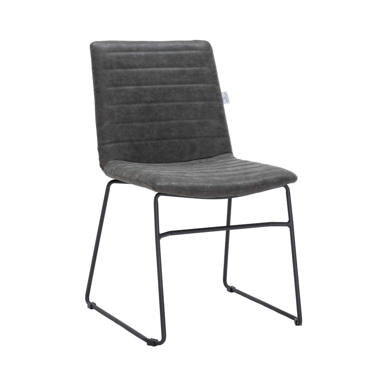 Zylar Leather/Polyester Office Guest Chair with Powder-Coated Stainless Steel Base Charcoal Office Chair Leisuremod