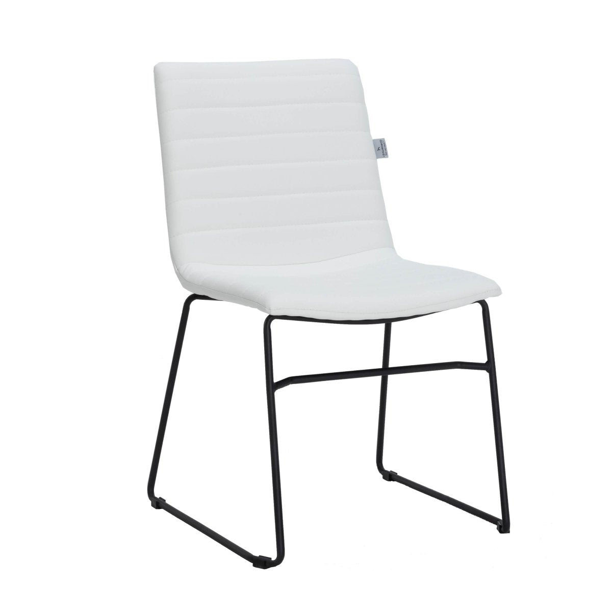 Zylar Leather/Polyester Office Guest Chair with Powder-Coated Stainless Steel Base White Office Chair Leisuremod