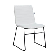 Zylar Leather/Polyester Office Guest Chair with Powder-Coated Stainless Steel Base White Office Chair Leisuremod