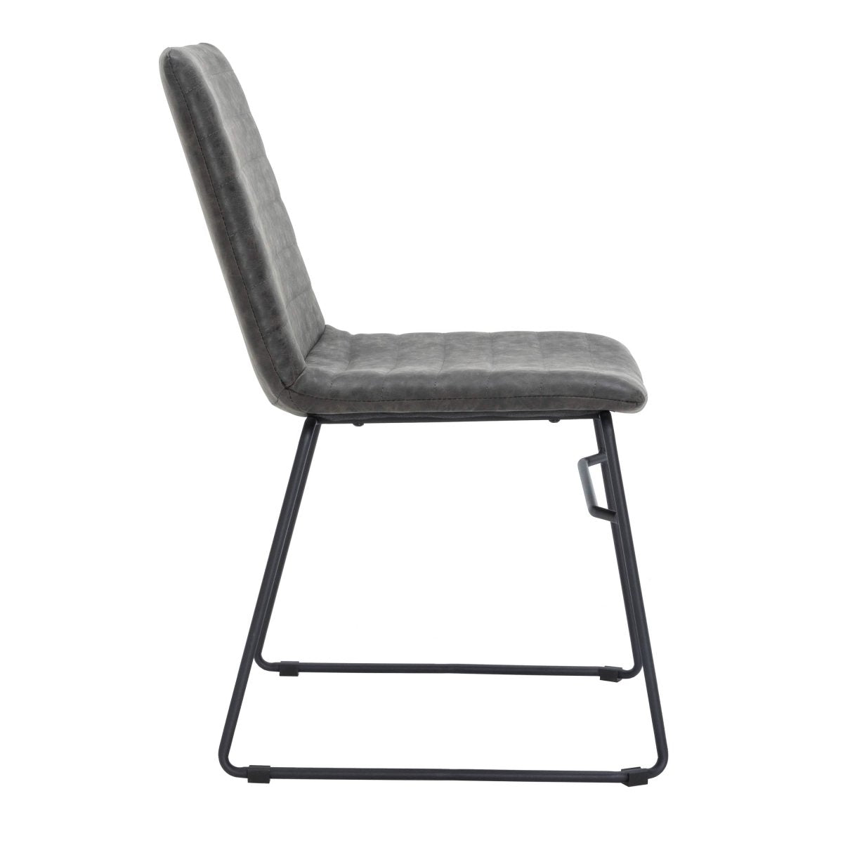 Zylar Leather/Polyester Office Guest Chair with Powder-Coated Stainless Steel Base Charcoal Office Chair Leisuremod