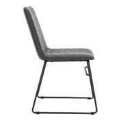 Zylar Leather/Polyester Office Guest Chair with Powder-Coated Stainless Steel Base Charcoal Office Chair Leisuremod