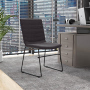 Zylar Leather/Polyester Office Guest Chair with Powder-Coated Stainless Steel Base Brown Office Chair Leisuremod