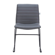 Zylar Leather/Polyester Office Guest Chair with Powder-Coated Stainless Steel Base Grey Leather Office Chair Leisuremod