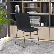 Zylar Leather/Polyester Office Guest Chair with Powder-Coated Stainless Steel Base Black Office Chair Leisuremod
