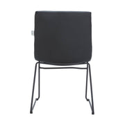 Zylar Leather/Polyester Office Guest Chair with Powder-Coated Stainless Steel Base Black Office Chair Leisuremod