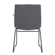 Zylar Leather/Polyester Office Guest Chair with Powder-Coated Stainless Steel Base Grey Leather Office Chair Leisuremod