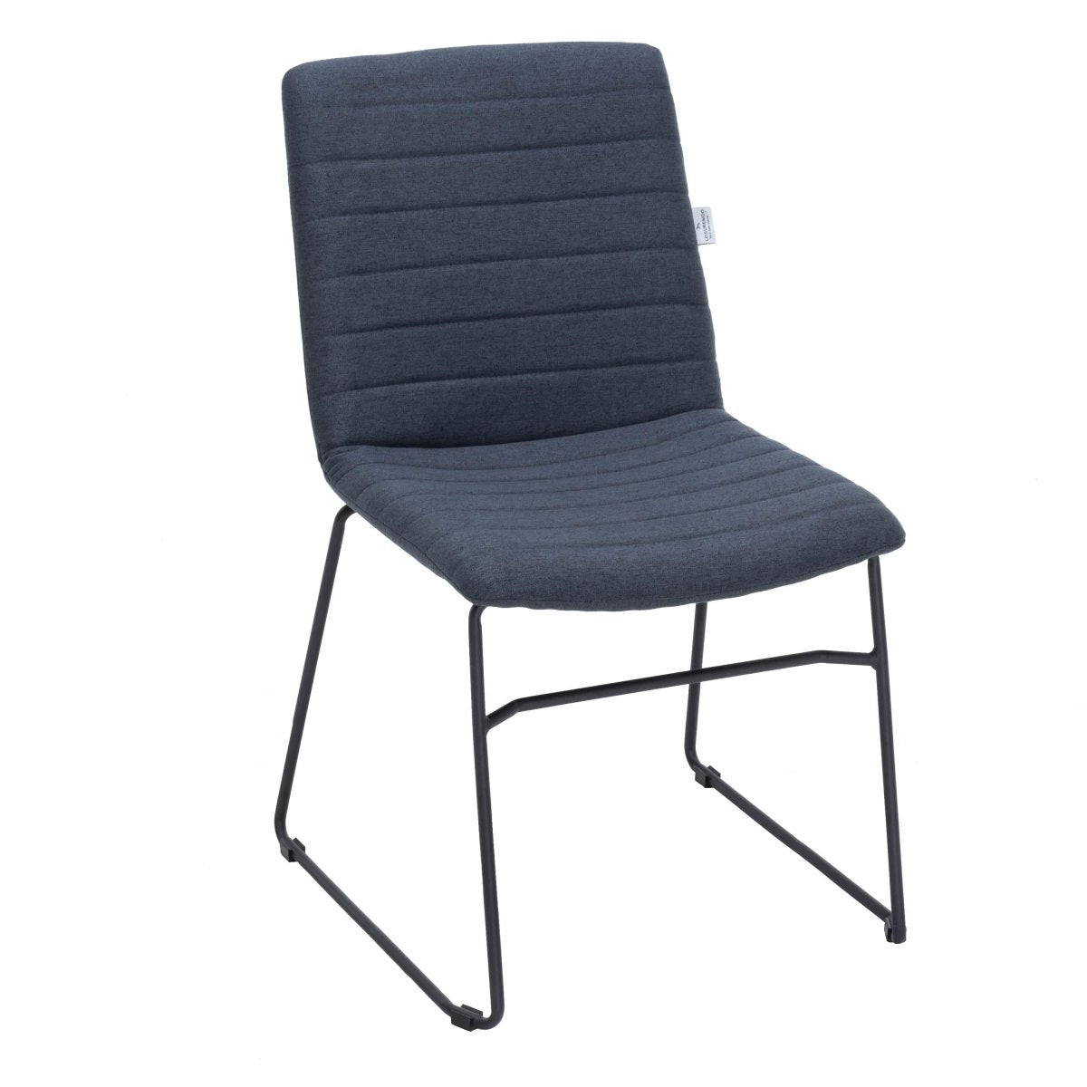 Zylar Leather/Polyester Office Guest Chair with Powder-Coated Stainless Steel Base Dark Blue Office Chair Leisuremod