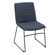 Zylar Leather/Polyester Office Guest Chair with Powder-Coated Stainless Steel Base Dark Blue Office Chair Leisuremod