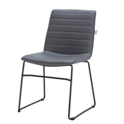 Zylar Leather/Polyester Office Guest Chair with Powder-Coated Stainless Steel Base Grey Leather Office Chair Leisuremod