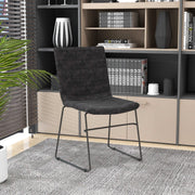 Zylar Leather/Polyester Office Guest Chair with Powder-Coated Stainless Steel Base Charcoal Office Chair Leisuremod