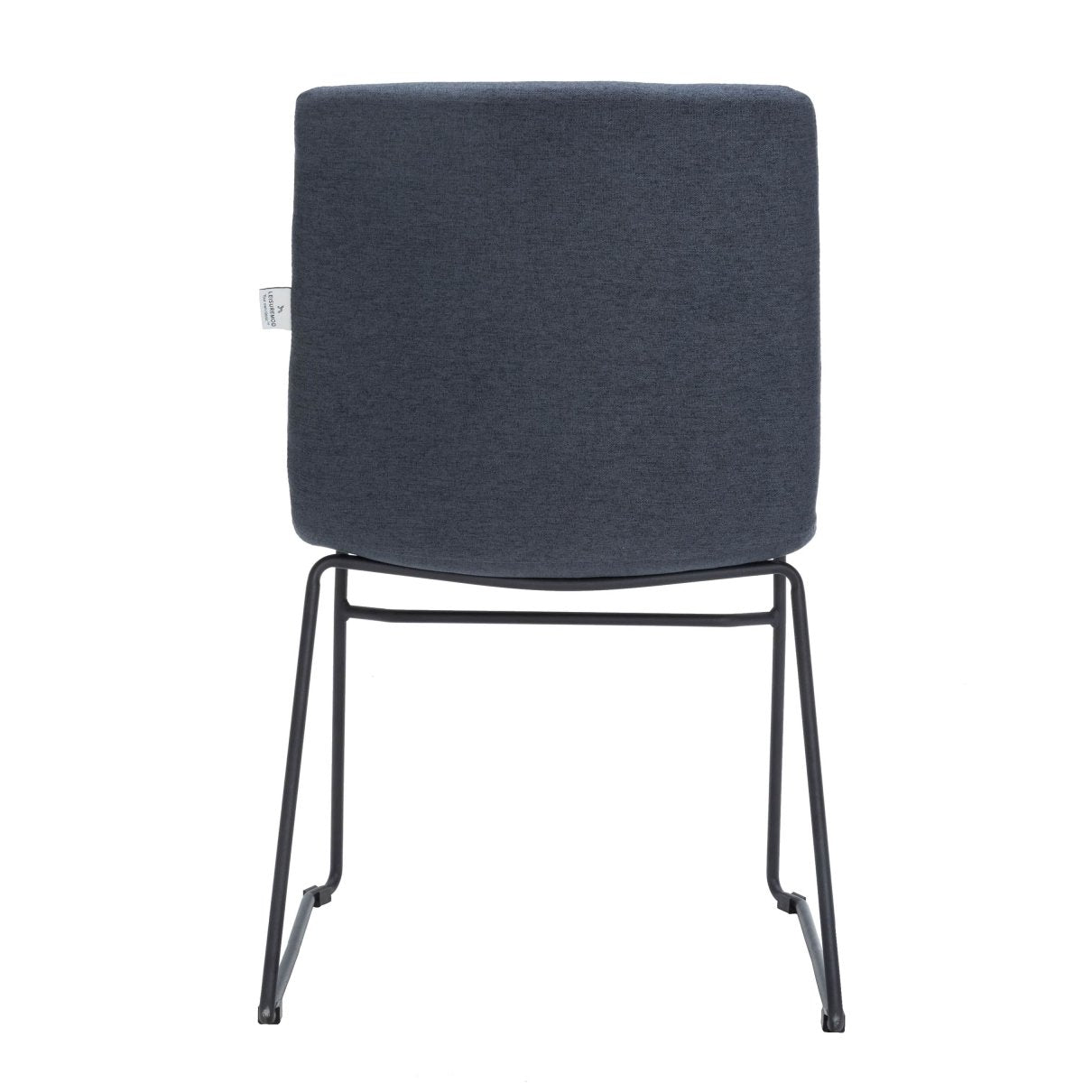 Zylar Leather/Polyester Office Guest Chair with Powder-Coated Stainless Steel Base Dark Blue Office Chair Leisuremod