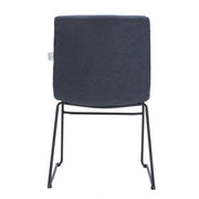 Zylar Leather/Polyester Office Guest Chair with Powder-Coated Stainless Steel Base Dark Blue Office Chair Leisuremod