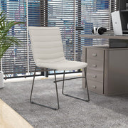 Zylar Leather/Polyester Office Guest Chair with Powder-Coated Stainless Steel Base Tan Office Chair Leisuremod
