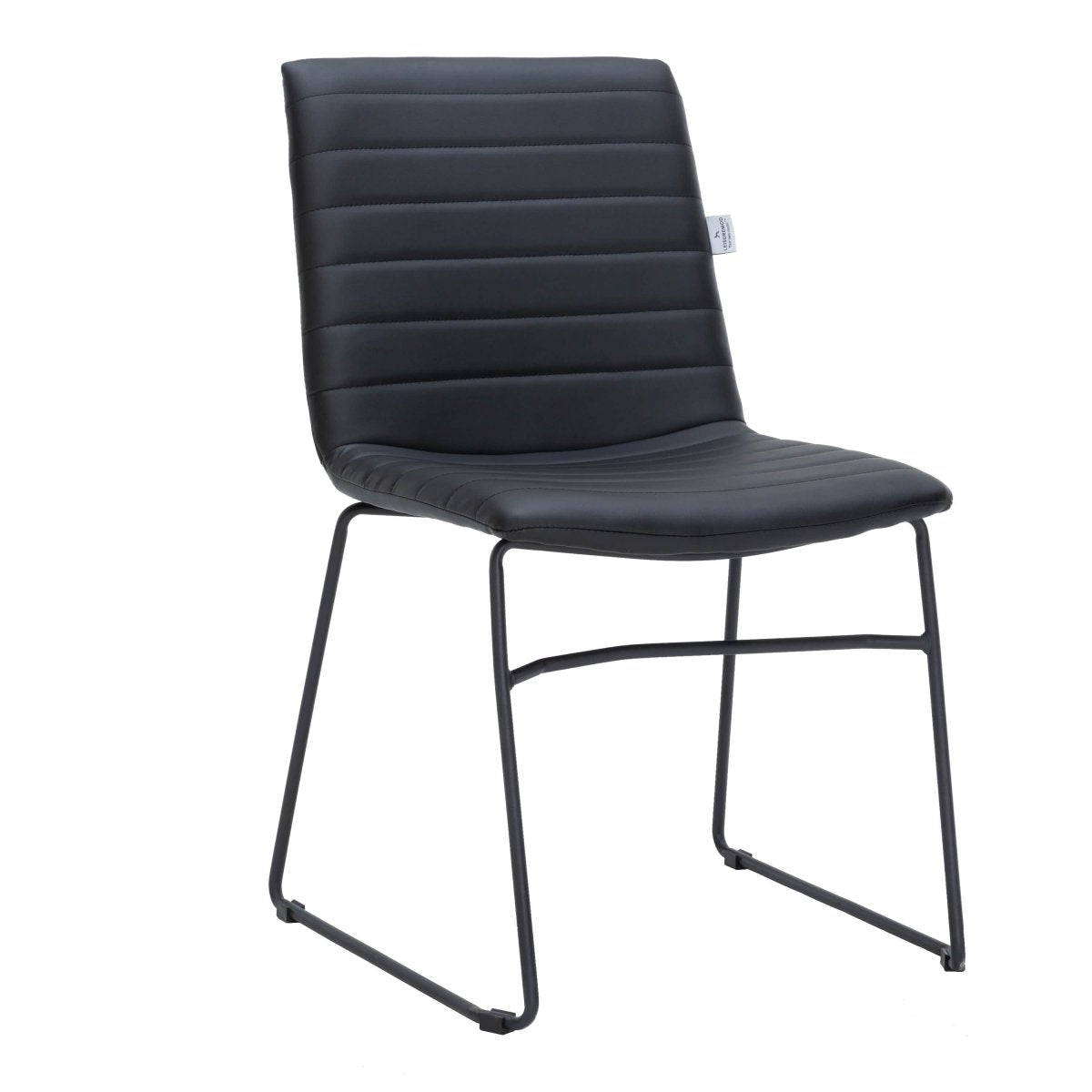 Zylar Leather/Polyester Office Guest Chair with Powder-Coated Stainless Steel Base Black Office Chair Leisuremod