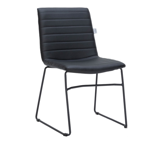 Zylar Leather/Polyester Office Guest Chair with Powder-Coated Stainless Steel Base Black Office Chair Leisuremod