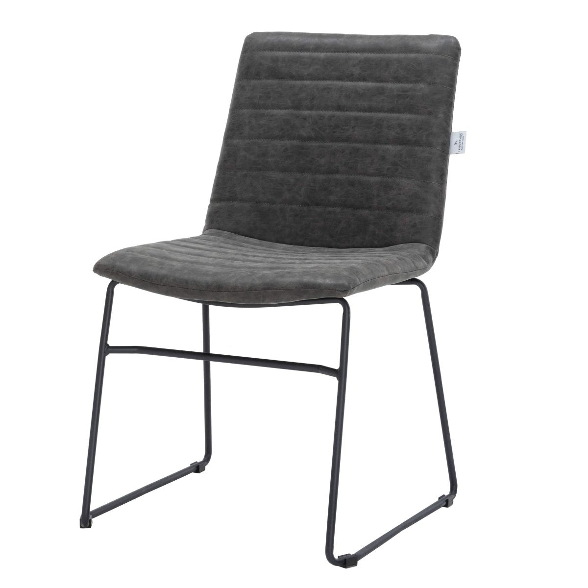 Zylar Leather/Polyester Office Guest Chair with Powder-Coated Stainless Steel Base Charcoal Office Chair Leisuremod