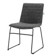 Zylar Leather/Polyester Office Guest Chair with Powder-Coated Stainless Steel Base Charcoal Office Chair Leisuremod