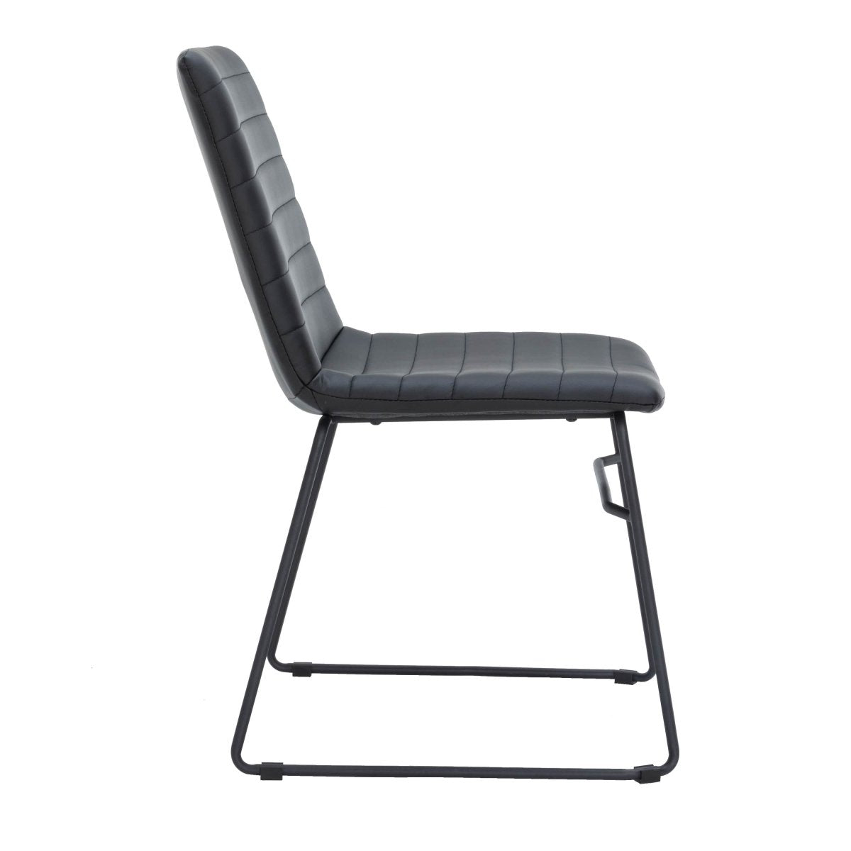 Zylar Leather/Polyester Office Guest Chair with Powder-Coated Stainless Steel Base Black Office Chair Leisuremod