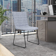 Zylar Leather/Polyester Office Guest Chair with Powder-Coated Stainless Steel Base Grey Office Chair Leisuremod