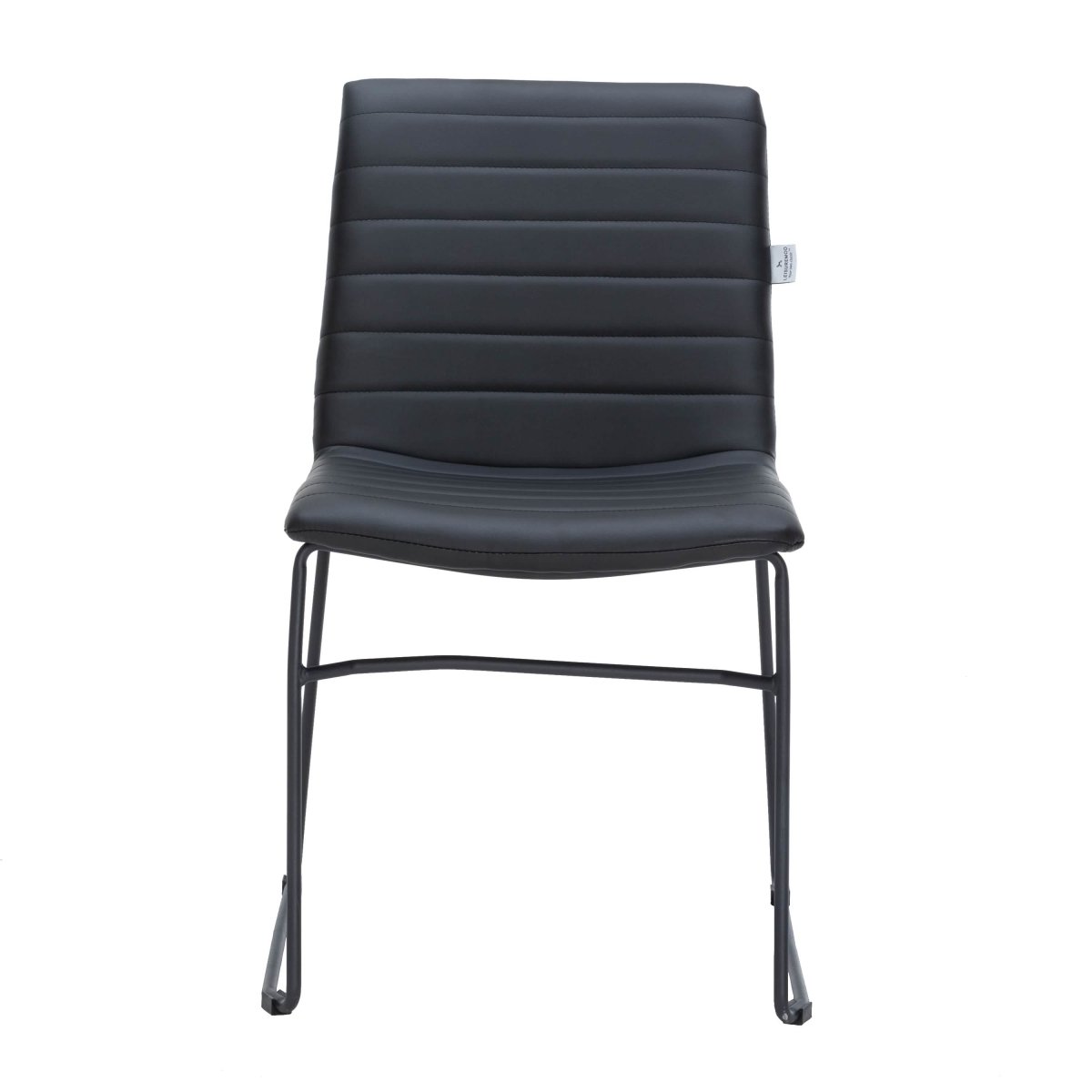 Zylar Leather/Polyester Office Guest Chair with Powder-Coated Stainless Steel Base Black Office Chair Leisuremod