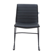 Zylar Leather/Polyester Office Guest Chair with Powder-Coated Stainless Steel Base Black Office Chair Leisuremod